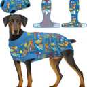 PetWarm Dog Recovery Suit, Surgery Suit for Dogs, Onesie for Dogs, Anti-Licking Dog Surgical Recovery Pajamas, Bodysuit for Abdominal Affected Areas Sensitive Skin Areas, Zoo Pattern, Blue, S