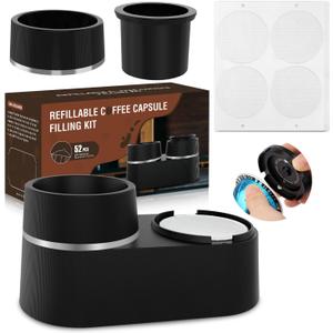 Pro Mael Reusable Pods Kit for Nespresso Vertuo, Refillable Coffee Pods with 52 Pcs Aluminum Foil Lids for VertuoLine Capsules, Compatible for VertuoPlus Espresso Machine (Pods not included)