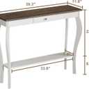 ChooChoo Narrow Farmhouse Console Table with Drawer, Chic Accent Sofa Entryway Table with Shelves for Entryway, Living Room, Hallway, Soft White, 11.8"D x 39.3"W x 31.4"H