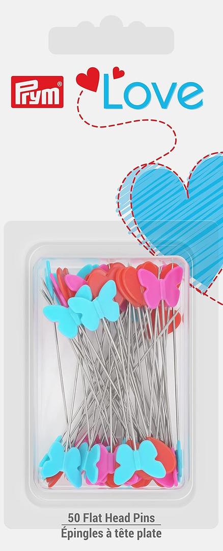 Prym Love 2-1/8", 50 pc Flat Head Pins, Multicolor (60100) 3 Packs
