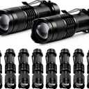 Mudder 10 Pack Mini LED Flashlight 3 Lighting Modes Small Adjustable Handheld Flashlight with Belt Clip for Camping Home Hiking Outdoor Work(Black, White Light)
