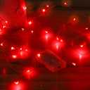 2 x Mikasol Fairy Lights Battery Operated, 1 Pack Mini 3*AAA Battery Powered Copper Wire Led Starry String Lights Firefly Lights for Bedroom, Christmas, Parties, Decoration (5m/16ft Red)
