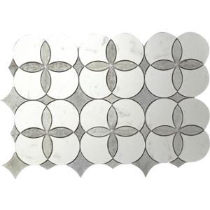Anemone Flower Stone Mosaic 5 Sheets Mixed Color Italian Gray Marble Stone Kitchen Backsplash Water Jet Mosaic Flooring Tile Interior for Kitchen Backsplash Wall 4.65 sq. ft. (Natural White +Gray)