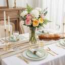 WDF Partyware 175PCS Sage Green Plastic Plates - Heavy Duty Green Plates Disposable - 25Guests Plastic Dinnerware with Rolled Napkins for Spring/Birthday/Baby Shower