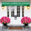 TURNMEON Artificial Geraniums Flowers for Outdoors Summer Decoration, 4 Bundles Fake Flowers Silk Pink Flowers UV Resistant No Fade Faux Plants for Planter Gardens Table Porch Indoor Cemetery Decor