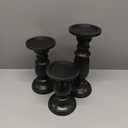 SAMHITA Set of 3 Farmhouse Mango Wood Candle Holders, in Black Finish for Table Centerpiece Candle for Any Room Decor