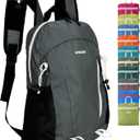 15L Water-resistant Hiking Daypack, Small Backpack Travel Outdoor, Lightweight Day Pack with Tool Loops (A-dark Grey)
