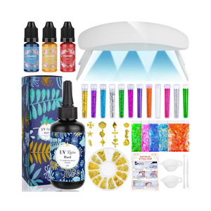 UV Resin Kit with Light, 200g Ultraviolet Fast Curing UV Epoxy Resin Set with UV Light Crystal Hard Type Resin Glue Jewelry Making Supplies Starter Tools for Adult DIY Craft Molds Necklace Pendant
