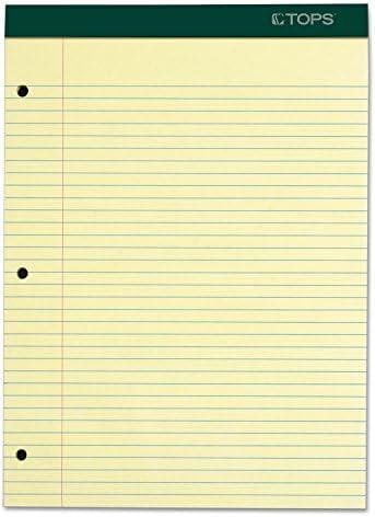 TOPS 63383 Double Docket Writing Pad, 8 1/2 x 11 3/4, Canary, 100 Sheets