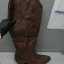 DANAZANA Knee High Cowgirl Boots For Women Wide Calf Tall Western Embroidered Cowboy Boots With Side Half Zip 9