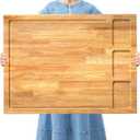 32x23.5inches Extra Large Solid Wooden Cutting Board and Stovetop Cover, 2 in 1 Stove Top Cover Chopping Board with Detachable Legs and Juice Groove, Sink Cover Board for Restaurant Kitchen Countertop