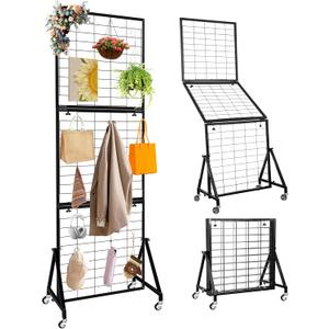Grid Wall Panels, Foldable Gridwall Panel, Grid Wall Panels with Braked Wheels, for Craft Merchandise Display Item Storage