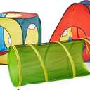 UTEX 8 in 1 Pop Up Children Play Tent House with 4 Tunnel, 4 Tents for Boys, Girls, Babies and Toddlers for Indoor and Outdoor Use