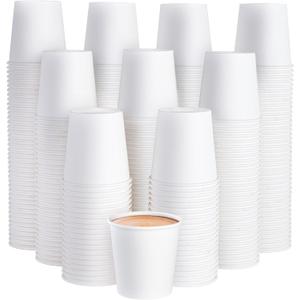 JOLLY PARTY 300 Pack 6 oz Disposable Paper Coffee Cup, Hot/Cold Beverage Drinking Cups for Water, White Paper Hot Coffee Cups