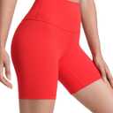 CRZ YOGA ButterLuxe Biker Shorts 6" - High Waisted Workout Running Volleyball Spandex Yoga Womens (Medium, Deep Red)