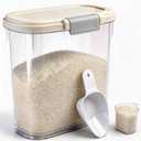 Large Rice Storage Container 15-20 Lbs, Tall Flour Container with Scoop + Cup - Slim Dry Food Storage Bin for Cereal, Sugar, Beans, Pet Dog Cat Food Container - Kitchen and Pantry Storage Organization