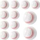 Baseballs 12 Pack Dimpled Baseballs, 9-Inch Pitching Machine Balls for Hand-Eye Coordination, Hitting and Fielding Practice, White Red