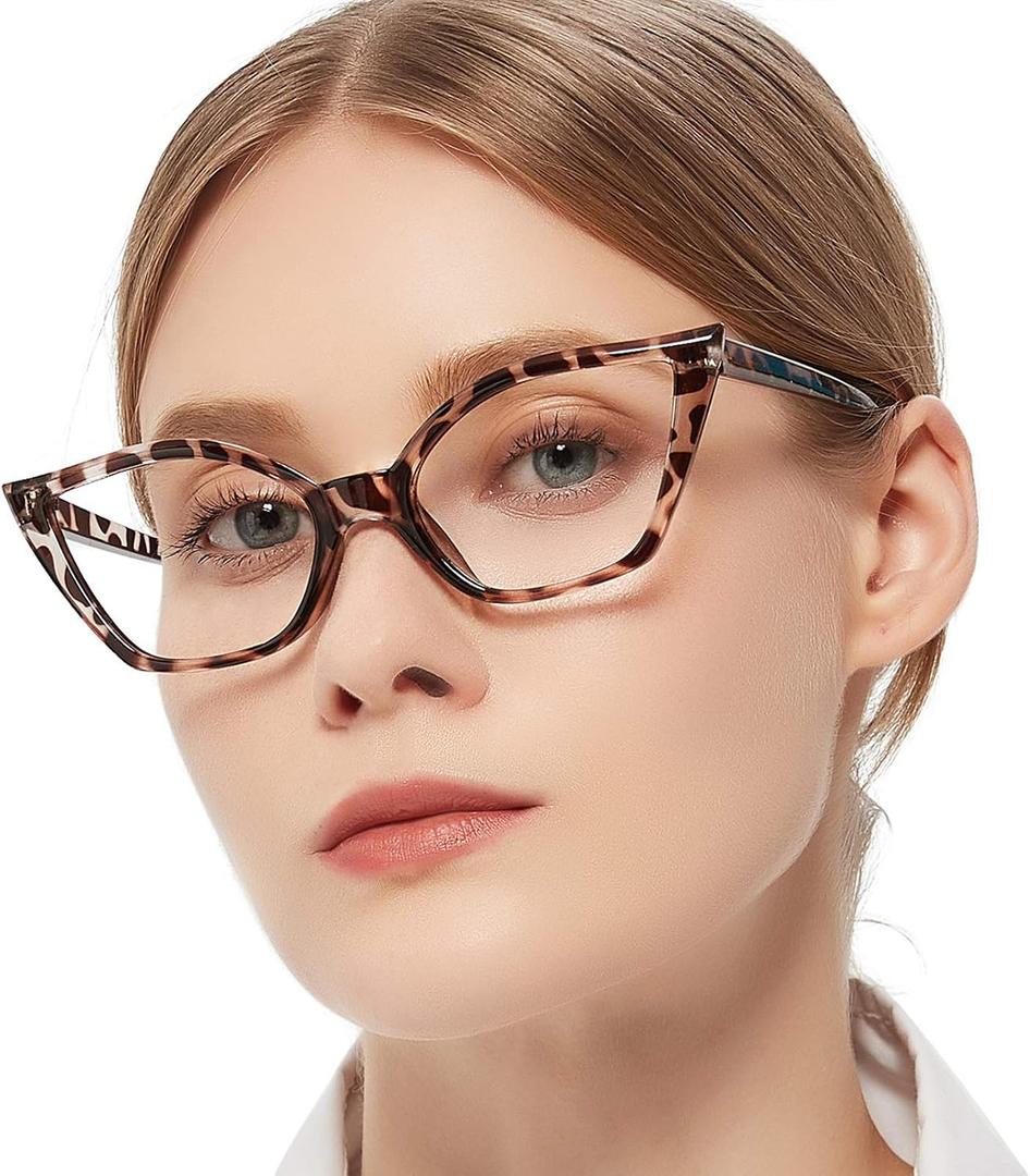 MARE AZZURO Blue Blocking Glasses for Women, Cat Eye Computer Gaming Glasses for Eyestrain, Magnification Strength: 0.0 x