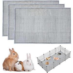 kathson 3 Pcs Rabbit Cage Liners Washable 31"x47" Reusable Guinea Pig Cage Liner Soft Bunny Floor Mat Non-Slip Rabbit Rug Super Absorbent Bunny Carpet for Hamsters Ferrets All Small Animals