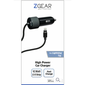 High Power Lightning Cable Car Charger - Black