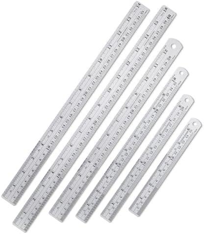 Mr. Pen Stainless Steel Ruler Set, 6-16", "Metric Metal Ruler, Long and Small Sizes, Straight Edge