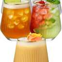 40 count 12 Ounce Ribbed Cups Origami Unbreakable Stemless Plastic Champagne Whiskey Glasses Elegant Durable Disposable Indoor Outdoor Ideal for Home, Office, Bars, Wedding, Ripple (Gold Rim)