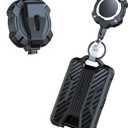 LIUGX Retractable Badge Holder with Belt Clip, Heavy Duty Carabiner Keychain,Durable ID Card Holder (Holds 4 Cards), Carbon Fiber-Texture, with 31.5Badge Reel Key Chain, 10,000+ Rebound, Silver-Black
