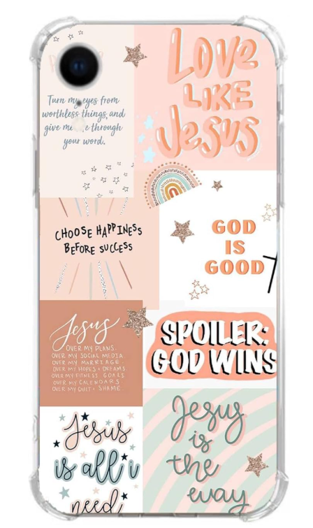 Boho Jesus Collage Phone Case Compatible with iPhone XR, Christian Quote Collage Case for Girl Women Men, Unique Soft TPU Bumper Cover Case for iPhone XR