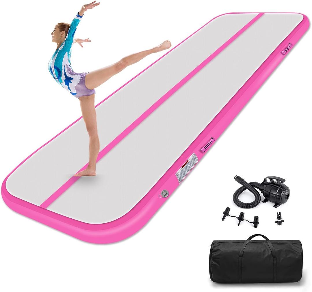 Estgora Tumble Track Mats For Gymnastics 6,6ft×3,3ft×4in ,Gymnastics Mat For Tumbling 4/8 Inch Thick Inflatable Air Tumbling Matts For kids Home Use Pool Cheerleading with 600W Electric Pump