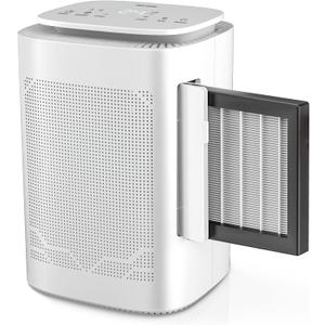 Dehumidifier and Air Purifier Combo,HEPA H13 Filter and Negative Air Ion Function,54oz(1600ML) Water Tank with Drain Hose,24hrs Auto-Off Timer,Idea for Bedroom,Bathroom,Closet,RV