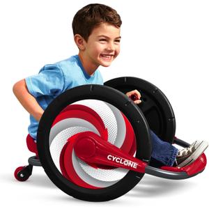 Radio Flyer Cyclone, For Ages 3-7, Arm-Powered Ride On, 16" Wheels, 360-degree Spins, Forward/Reverse Action, Ergonomic Seat & Frame, Comfort Hand Grips, Solid Steel, 69 lb Capacity, Kids Ride On Toys