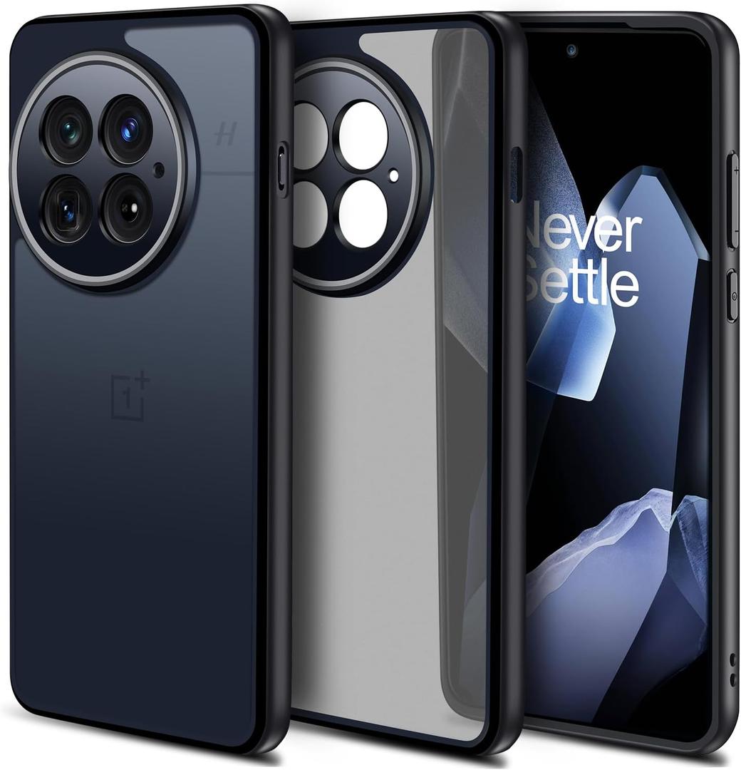 for OnePlus 13 5G Case, Translucent Matte Shockproof Bumper Case with Camera Cover for One Plus 13, Slim Thin Yet Military Grade Drop Proof Silicone Phone Cover - Black