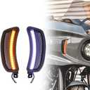 Waterproof Motorcycle Side Fairings Headlight LED Turn Signal Light Trim Lamp For Harley Low Rider ST FXLRST 2022-2025 2023,Low Rider El Diablo FXRST 2022, Black color