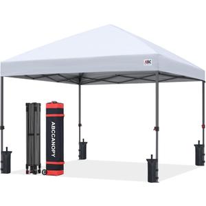 ABCCANOPY 10x10 Pop Up Canopy Tent, Easy Setup Instant Shelter with Wheeled Bag, Heavy Duty Outdoor Canopy for Beach, Market, Backyard, UV Protection, Outdoor Weather Protection (White, 10x10)