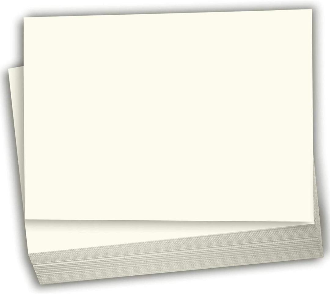 Hamilco Cream Colored Cardstock - Blank Index Flash Note & Post Cards - Greeting Invitations Stationary - Flat 5 1/2 X 8 1/2" Heavy Weight 80 lb Card Stock for Printer - 100 pack
