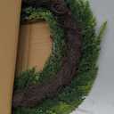 24 inch Christmas Wreaths for Front Door, Artificial Winter Wreath with Red Balls, Faux Pine Green Wreath for Home, Holiday, Fireplace, Mantle, Wall, Windows, Xmas, Outdoor Decoration