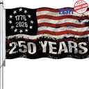 250 Anniversary USA Flag Double Sided 3 Ply 2x3 Outdoor-Heavy Duty 1776-2026 250 Year American Anniversary Commemorative Flag Banner with 2 Brass Grommets 4 Rows Stitched