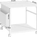 Lerliuo White Large Printer Stand with Storage | 23.6" W x 23.6" D x 22.8" H Printer Table for Home Office, Rolling Printer Cart Holder with Lockable Wheels & Side Pocket 