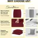 downluxe Outdoor Chair Cushions 24x24 with Removable Cover, Waterproof Patio Furniture Cushions, Deep Seat Cushions for Outdoor Furniture with Backrest for Sofa, Couch and Patio Chairs, Burgundy