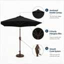 7.5ft Patio Umbrella, Outdoor Table Market Umbrella with Smooth Crank Lift, 6 Windproof Fiberglass Ribs, UPF50+ UV Protection for Deck, Pool, Garden and Backyard
