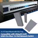 1U 19" Rack Mount with PSU Tray, Compatible with Ubiquiti UniFi USW-Pro-Max-16-PoE Network Switch, Ventilated Bracket