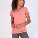 Real Essentials 5 Pack: Women's Short Sleeve T-Shirts Workout Tops Fitness Pilates Gym Activewear Athletic (L)