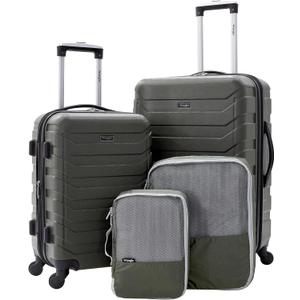 Wrangler Elysium Luggage & Packing Cubes, Green, 4 Piece Set