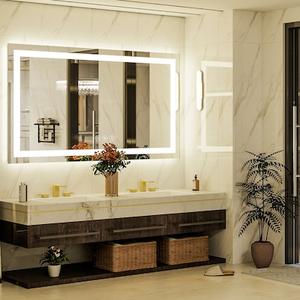 BEAUTYPEAK 30-in W x 55.0-in H Rectangle White Polished Frameless Lighted Wall Mirror