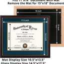 GraduationMall 11x14 Diploma Frame with Navy over Gold Mat or Display 15x18 Certificate without Mat,Solid Wood & Tempered Glass,Cherry Finish with Gold Trim