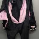 Cat Onesie with Hoodie Black Cute Cat Pajamas Animal Costume Halloween Outfit Adults Women Men, Medium