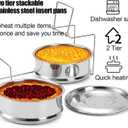 WUWEOT Stackable Steamer Insert Pans, 7.8 Inches Stainless Steel Pot-in-Pot Baking Pan, 2 Tier Pressure Cooker Accessories with Sling Handle and Silicone Gloves for Instant Pot