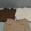 Ficerd 3 Pack Women's Ribbed Long Sleeve Tops, Crew Neck Slim Fit Undershirts Knit Basic Casual Stretch Layering Tee Shirts, XL