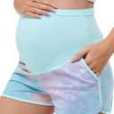 fitglam Women's Maternity Shorts Over Belly Pregnancy Lounge Workout Running Pajama Sleep Shorts with Pockets (X-Large, A10 Pastel Tie-dye)