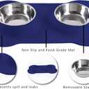 Hubulk Pet Dog Bowls 2 Stainless Steel Dog Bowl with No Spill Non-Skid Silicone Mat + Pet Food Scoop Water and Food Feeder Bowls for Feeding Small Medium Large Dogs Cats Puppies (Medium, Navy Blue)